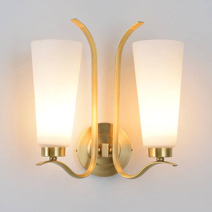 European Light Luxury All Copper Glass 1/2-Light Wall Sconce Lamp