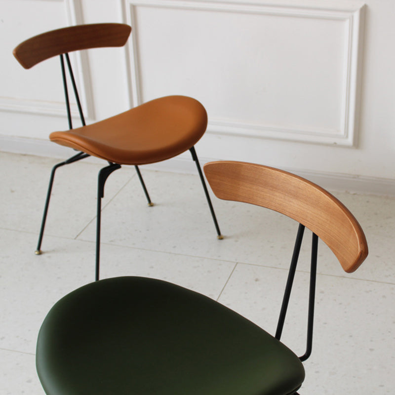 Contemporary Industrial Ant Arch Wood Rebar PU Leather Fabric Sponge Dining Chair Backrest For Dining Room