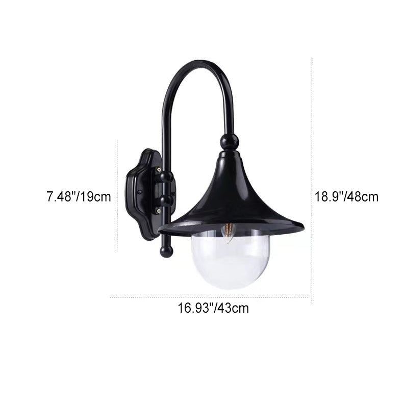 Contemporary Industrial Aluminum Horn Shape 1-Light Wall Sconce Lamp For Outdoor Patio
