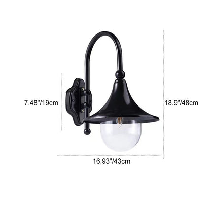 Contemporary Industrial Aluminum Horn Shape 1-Light Wall Sconce Lamp For Outdoor Patio