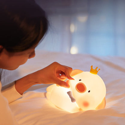 Cute Piggy Silicone LED Night Light Bedside Table Lamp