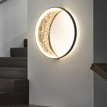 مصباح حائط LED دائري معدني من الراتنج بتصميم آرت ديكو عصري لغرفة النوم 