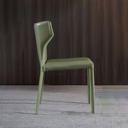 Modern Minimalist Square Artificial Leather Carbon Steel Frame Dining Chair Wing Back Armless For Dining Room