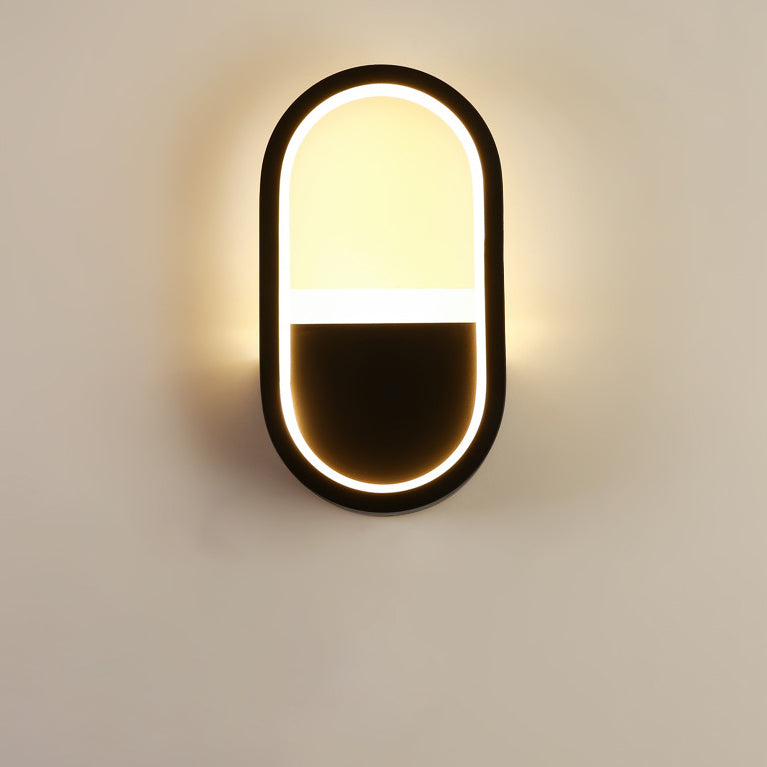 مصباح حائط LED دائري بيضاوي الشكل مصنوع من الحديد والسيليكون بتصميم عصري بسيط لغرفة النوم 