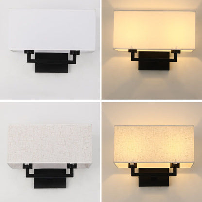 Modern Minimalist Solid Color Rectangular Iron Fabric 1-Light Wall Sconce Lamp