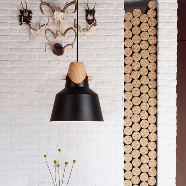 Nordic Minimalist Macaron Solid Color Ironwood 1-Light Pendant Light