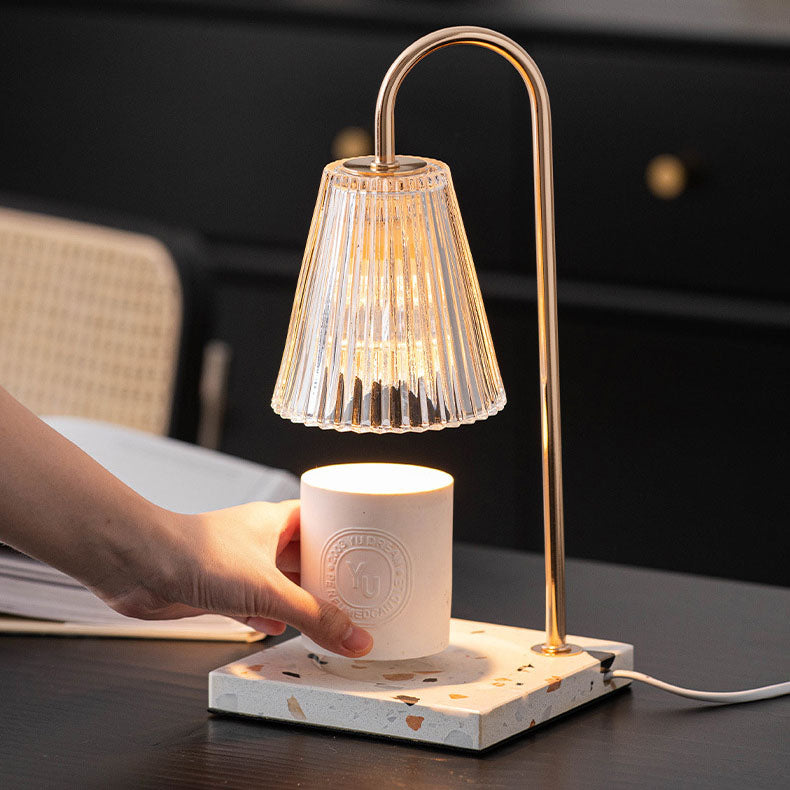 Minimalist Terrazzo Glass Shade 1-Light Melting Wax Table Lamp