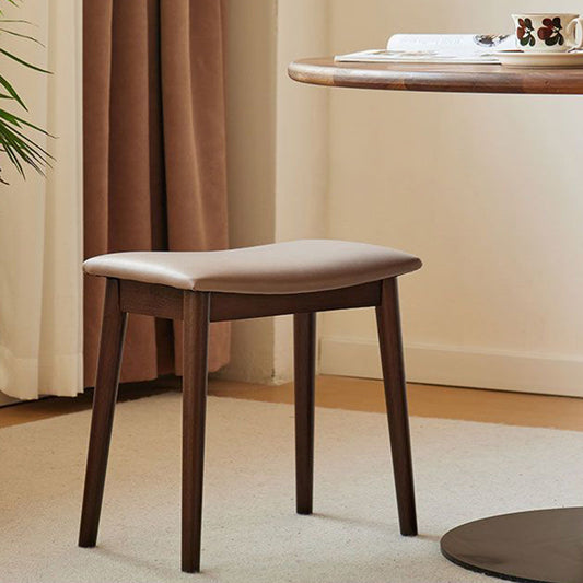 Modern Minimalist Rectangular Soft PU Leather Wood Vanity Stool For Bedroom