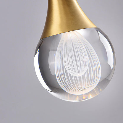 مصباح LED عصري فاخر على شكل دمعة من الزجاج والنحاس 