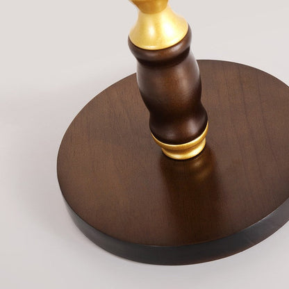 Traditional Vintage Pleated Cone Ironwood Fabric 1-Light Table Lamp For Bedroom