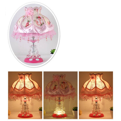 European Style Wedding Fabric Glass 1-Light Table Lamp