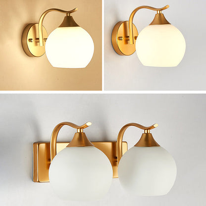 Modern Simplicity Iron Glass Ball 1/2 Light Wall Sconce Lamp For Bedside