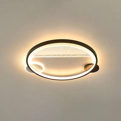 Modern Minimalist Geometric Shapes Black White Iron LED Flush Mount Light