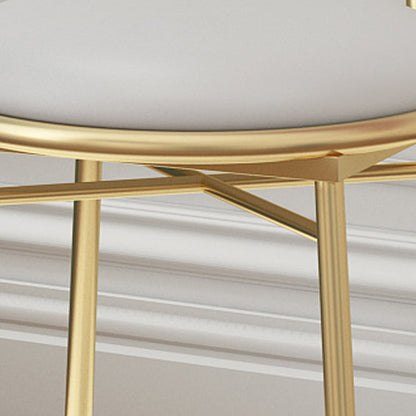 Contemporary Creative Bow Round Upholstered Velvet PU Leather Metal Vanity Stool Backrest For Bedroom