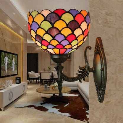 Tiffany Stained Dot Glass 1-Light Wall Sconce Lamp