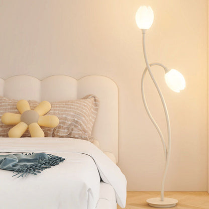 Modern Minimalist Wrought Iron Arc 2-Light Standing Floor Lamp