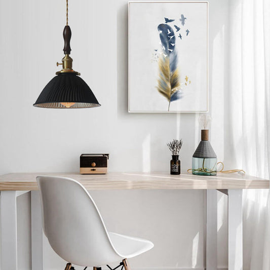 Modern Retro Solid Color Brass Glass Iron 1-Light Pendant Light