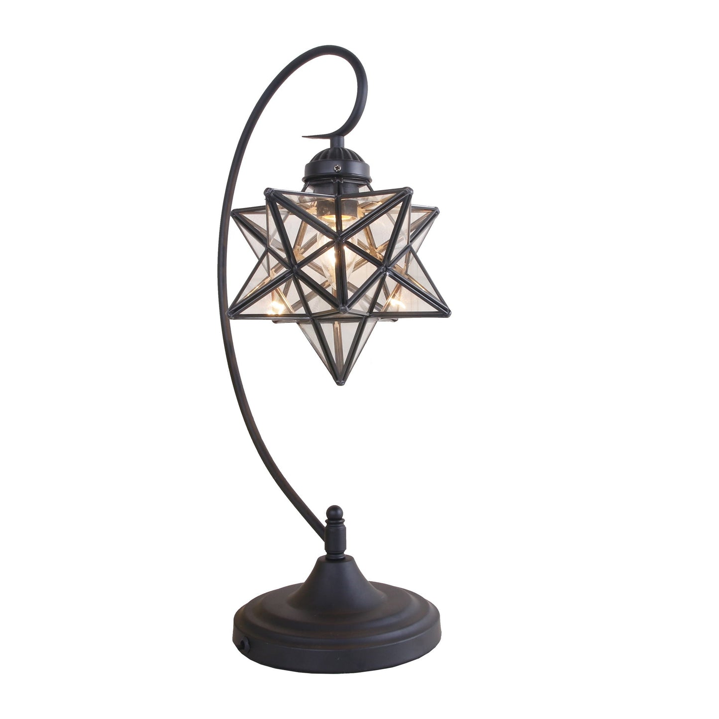 Contemporary Creative Pentagram Iron Glass 1-Light Table Lamp For Bedroom