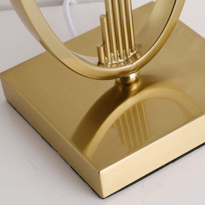 Modern Mid-Century Square Round Metal Fabric 1-Light Table Lamp For Bedroom