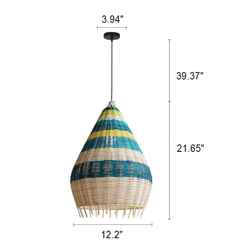 Modern Colorful Bamboo Weaving 1-Light Pendant Light