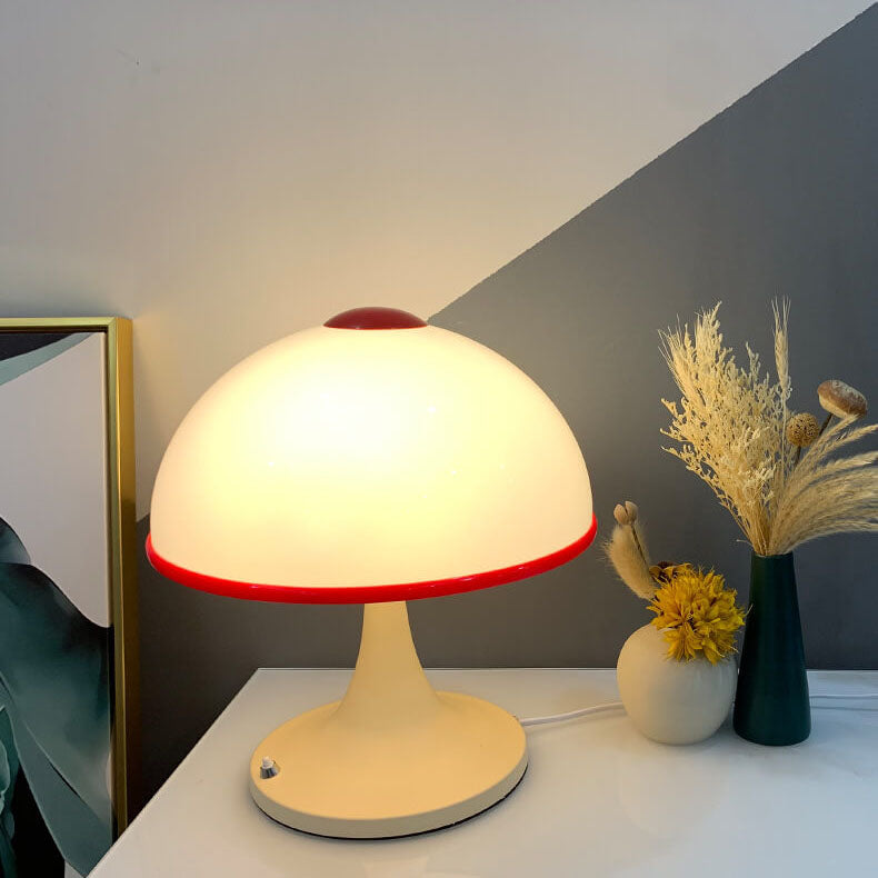 Modern Cream Mushroom Metal 1-Light Table Lamp