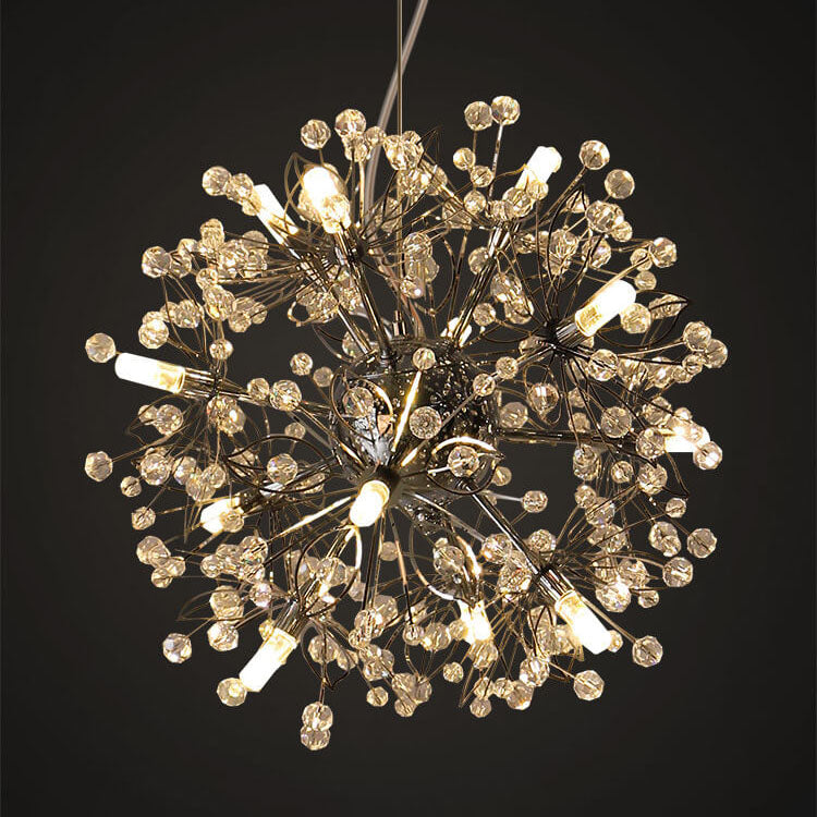 Contemporary Nordic Light Luxury Round Ball Stainless Steel Crystal LED Chandelier For Hallway