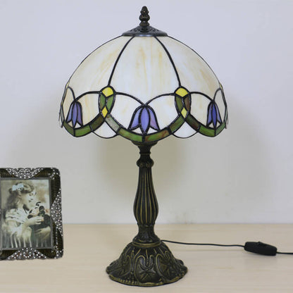 European Vintage Tiffany Flora 1-Light Table Lamp