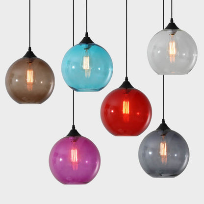 Nordic Minimalist Stained Round Glass 1-Light Pendant Light