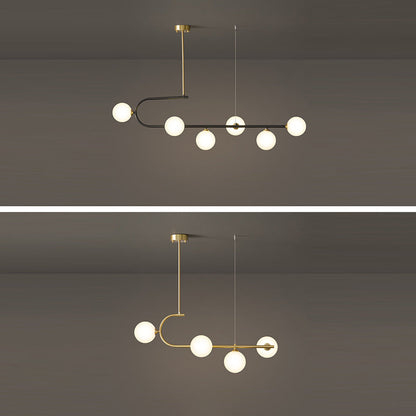 Contemporary Luxury Round Copper Frame Glass Shade 4/6 Light Island Light Chandelier For Dining Room