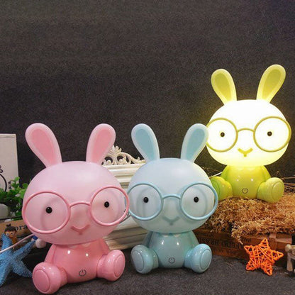 Creative Cartoon Rabbit with Glasses USB LED Night Light Table Lamp