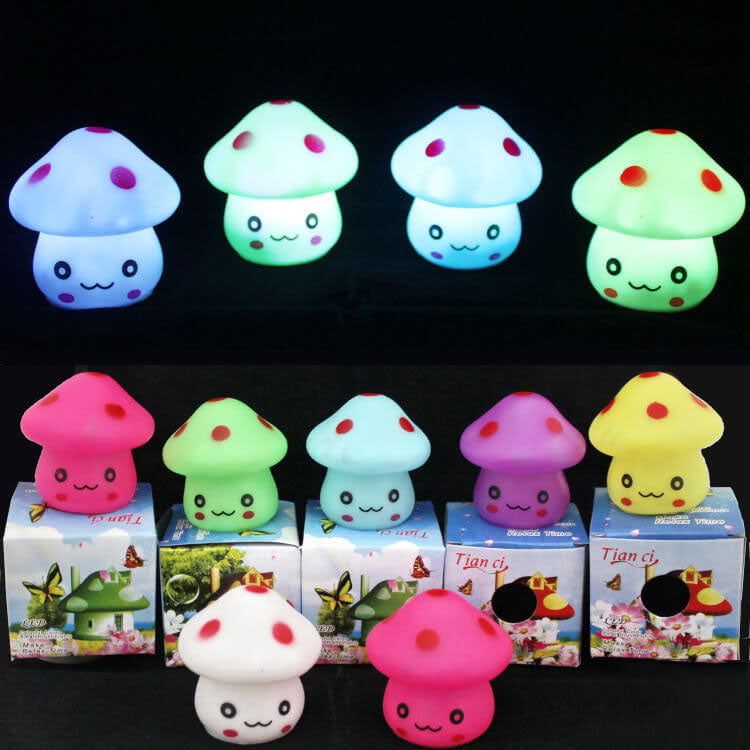 Creative Seven Color Emoji Mushroom LED Night Light Table Lamp