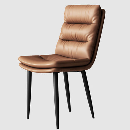 Modern Minimalist Rectangular Microfiber Leather Carbon Steel Dining Chair Backrest Armless For Dining Room