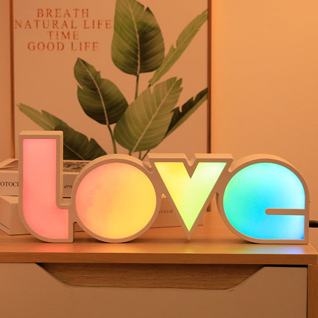 Modern Art Deco Waterproof PS LOVE Letter LED Table Lamp For Bedroom