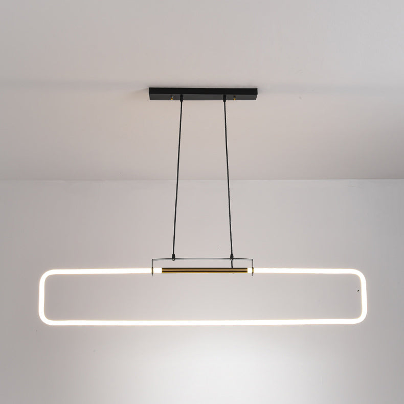 ثريات جزيرة LED مستطيلة الشكل مصنوعة من الحديد والأكريليك بتصميم عصري بسيط لغرفة الطعام 