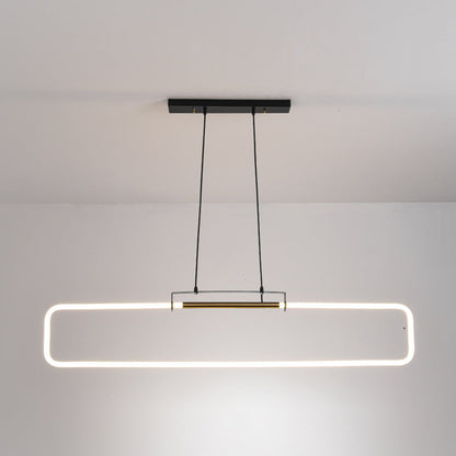 ثريات جزيرة LED مستطيلة الشكل مصنوعة من الحديد والأكريليك بتصميم عصري بسيط لغرفة الطعام 