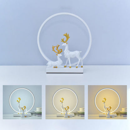 Nordic Creative Circle Deer USB LED Night Light Table Lamp