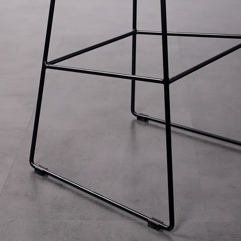 Contemporary Retro Square Saddle Leather Stainless Steel Bar Stool Backrest Footrest For Dining Room