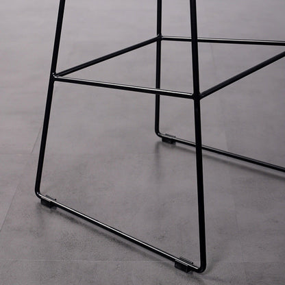 Contemporary Retro Square Saddle Leather Stainless Steel Bar Stool Backrest Footrest For Dining Room