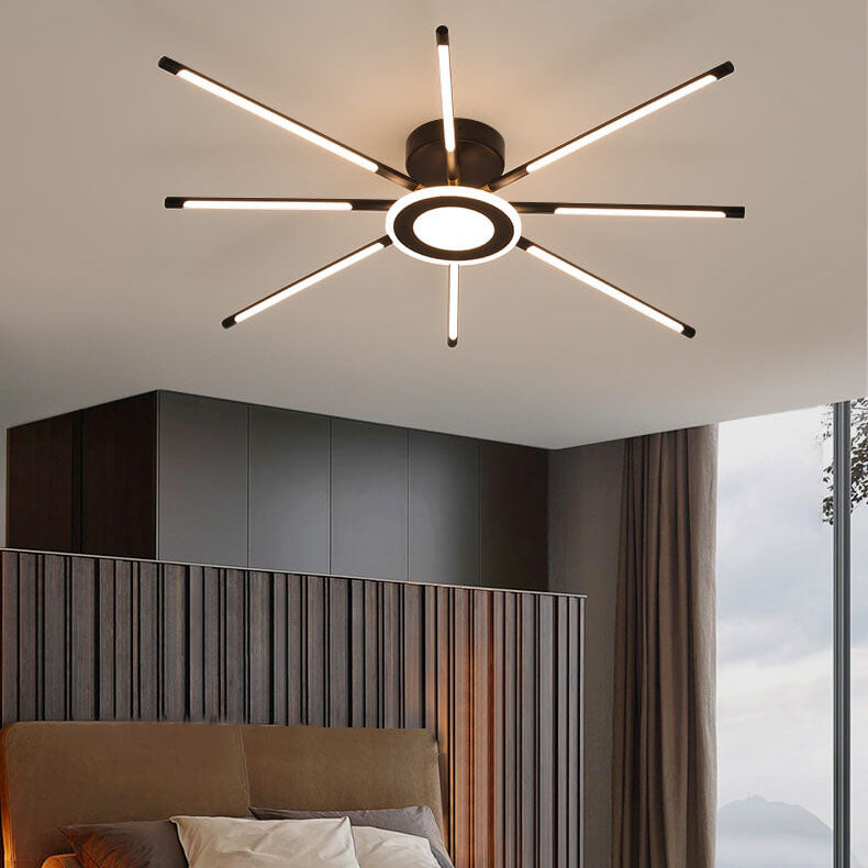 Modern Creative Strip Fireworks LED Semi- Flush Mount Ceiling Light