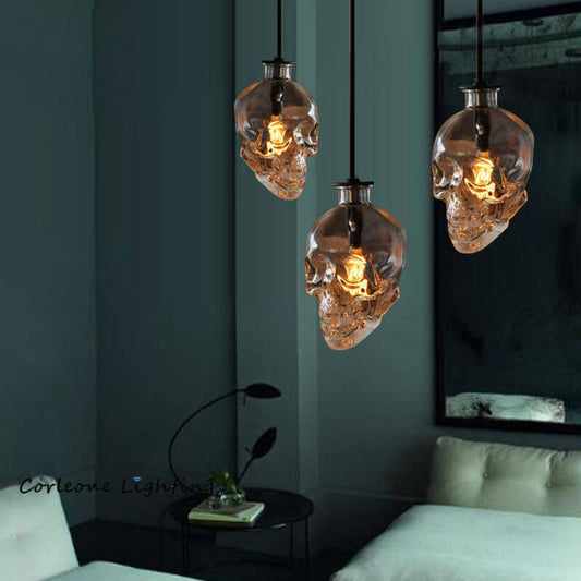 Skull Glass 3-Light Chandeliers
