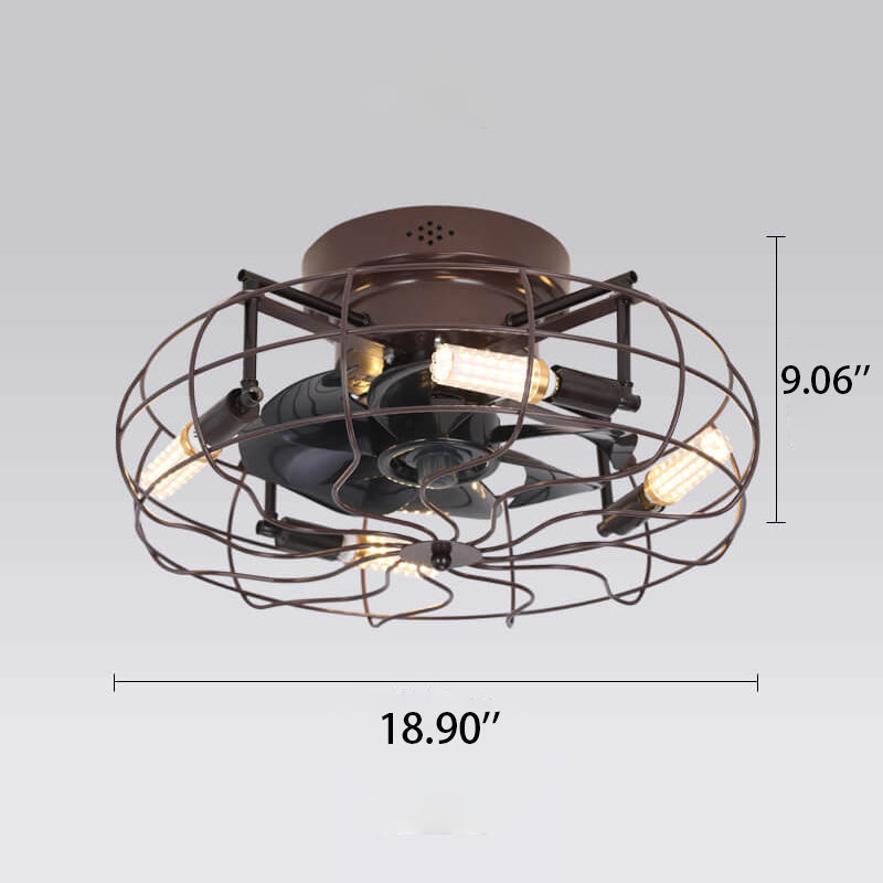 工業用レトロタングステン電球4灯フラッシュマウントシーリングファンライト