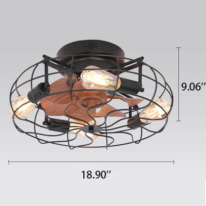 工業用レトロタングステン電球4灯フラッシュマウントシーリングファンライト
