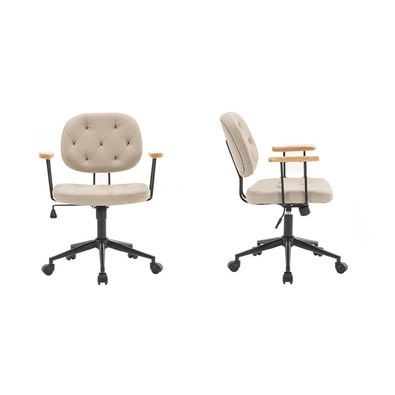 Modern Minimalist Square Faux Leather Wood Steel Chair Backrest Armrest For Bedroom