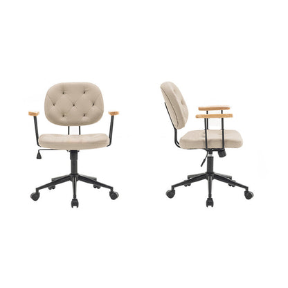 Modern Minimalist Square Faux Leather Wood Steel Chair Backrest Armrest For Bedroom