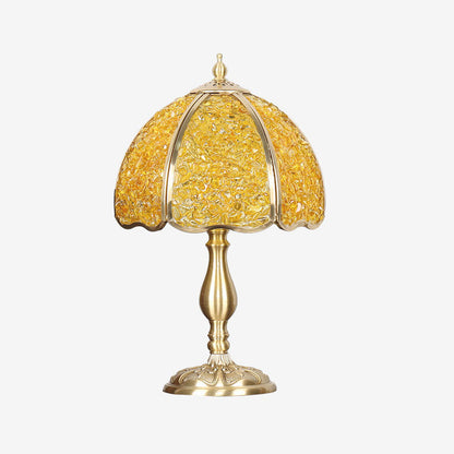 Contemporary Creative Colored Crystal Copper Flower 1-Light Table Lamp For Bedroom