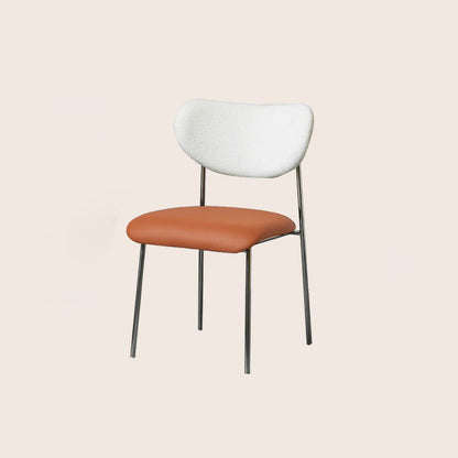 Contemporary Scandinavian Square PU Leather Dining Chair Lambswool Backrest For Dining Room