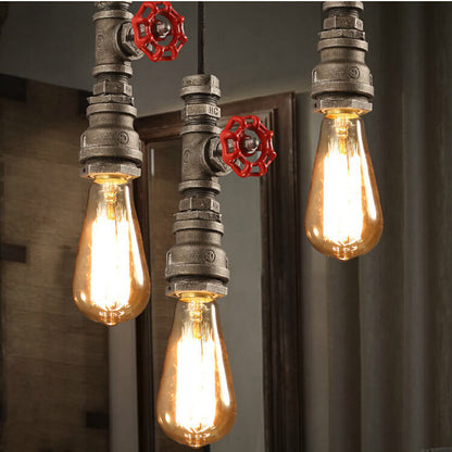 Industrial Retro Water Pipe Aged Metal 1-Light Pendant Light
