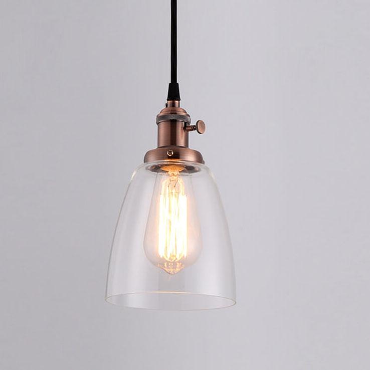 Industrial Retro Glass Bell Shade 1-Light Pendant Light