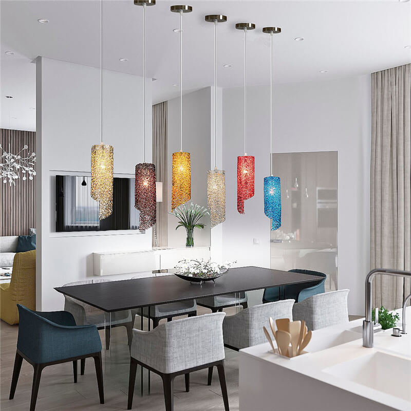 Modern Colorful  Aluminum Wire 1-Light Cylinder Spiral Pendant Light