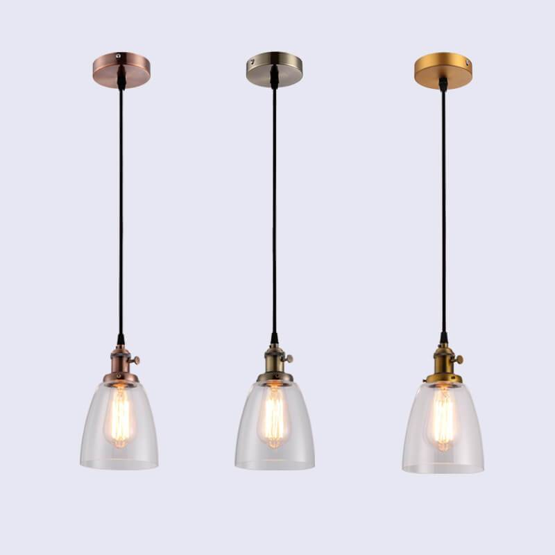 Industrial Retro Glass Bell Shade 1-Light Pendant Light